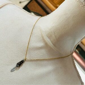 Vintage clear raindrop glass stone crystal chandelier pendant on chain necklace